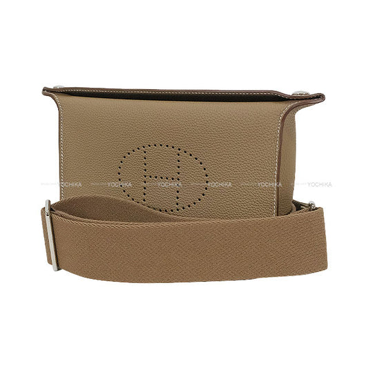 [Pre-loved] HERMES Shoulder bag Cross body bag Videpoches H logo Evelyn punching Etoupe Veau Togo Silver HW Stamp B[LIKE NEW][Authentic]