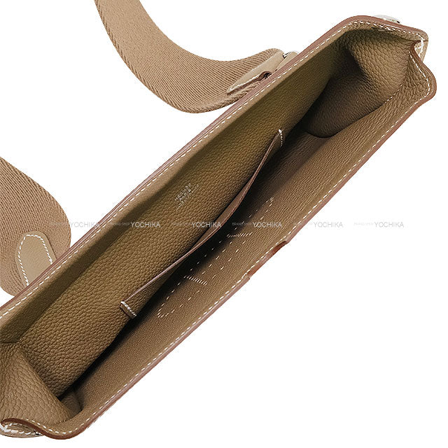 [Pre-loved] HERMES Shoulder bag Cross body bag Videpoches H logo Evelyn punching Etoupe Veau Togo Silver HW Stamp B[LIKE NEW][Authentic]