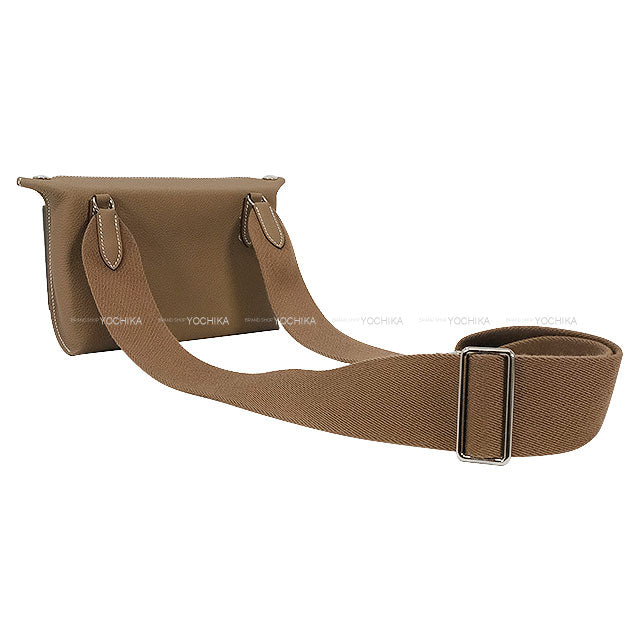 [Pre-loved] HERMES Shoulder bag Cross body bag Videpoches H logo Evelyn punching Etoupe Veau Togo Silver HW Stamp B[LIKE NEW][Authentic]