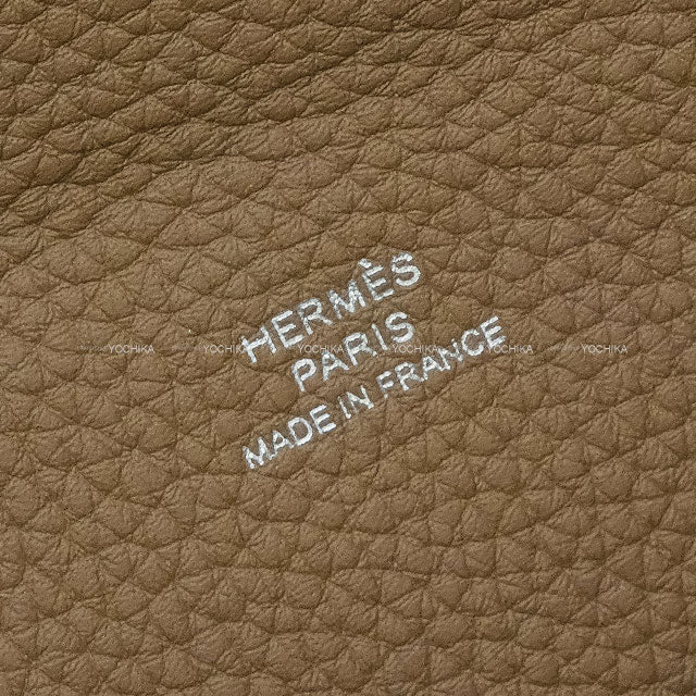 [Pre-loved] HERMES Shoulder bag Cross body bag Videpoches H logo Evelyn punching Etoupe Veau Togo Silver HW Stamp B[LIKE NEW][Authentic]