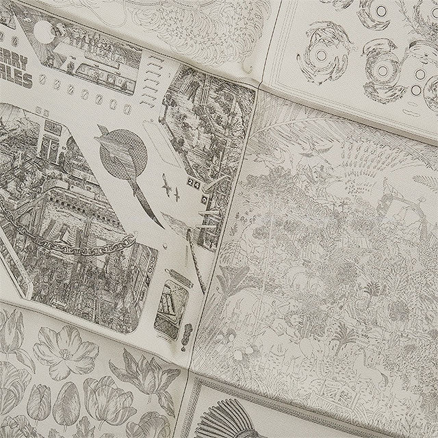 2023 HERMES scarf Years Gift Carre 60 Double Face Robo Cabal Grey/Blanc (White) Silk100%[EXCELLENT][Authentic]