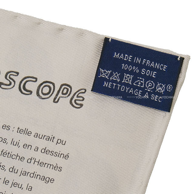 2023 HERMES scarf Years Gift Carre 60 Double Face Robo Cabal Grey/Blanc (White) Silk100%[EXCELLENT][Authentic]