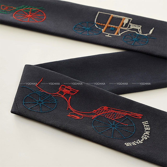 [Pre-loved] HERMES scarf Long Twilly A Toute Berline Prunoir/Multicolor Silk100%[LIKE NEW][Authentic]