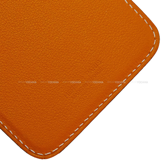 [Pre-loved] HERMES card holder MagSafe Eman Elephant Gold Veau Swift Stamp W[LIKE NEW][Authentic]