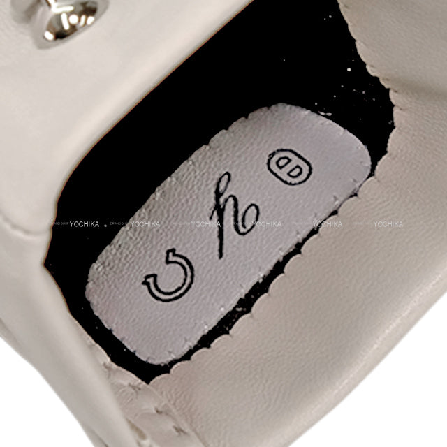 HERMES Glove Bonnie SP Hot Stamp Initials #6.5 Gris Perle Agneau Milo Silver HW[EXCELLENT][Authentic]