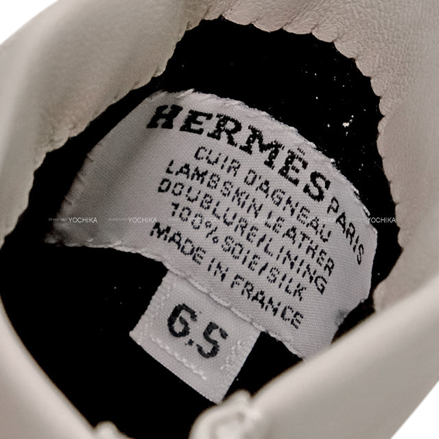 HERMES Glove Bonnie SP Hot Stamp Initials #6.5 Gris Perle Agneau Milo Silver HW[EXCELLENT][Authentic]