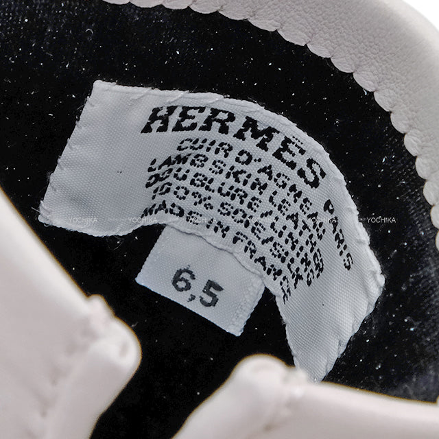 HERMES Glove H Chaine d'Ancre SP Hot Stamp Initials #6.5 Gris Perle/Pink Agneau Milo[EXCELLENT][Authentic]