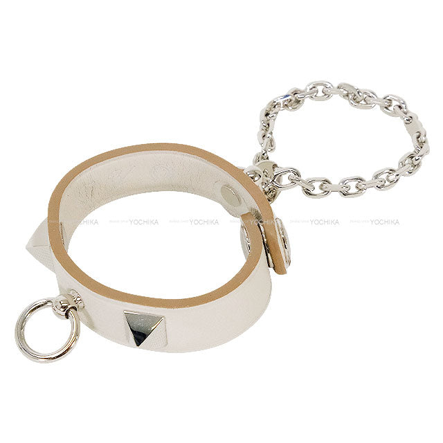 HERMES Rival Glove Holder Hot Stamp Initials #6.5 Gris Perle Veau Swift Silver HW[EXCELLENT][Authentic]