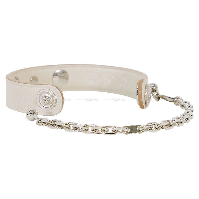 HERMES Rival Glove Holder Hot Stamp Initials #6.5 Gris Perle Veau Swift Silver HW[EXCELLENT][Authentic]