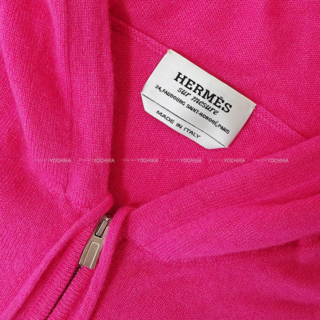 [Pre-loved] HERMES Hooded sweatshirt Knit Sur mesure Custom order Pink Cashmere[LIKE NEW][Authentic]