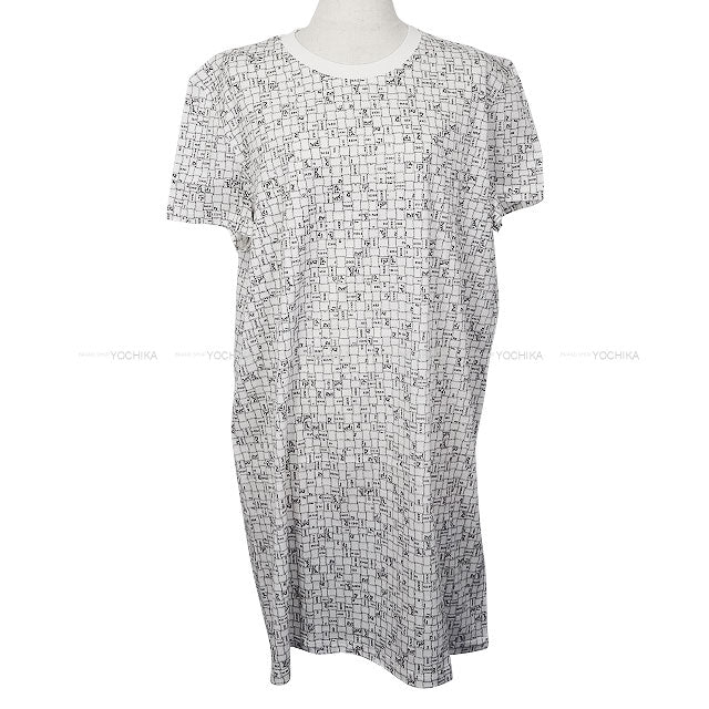 HERMES One‐piece dress Short sleeve t shirt Bolduc  Blanc (White)/Noir (Black) Cotton #44[BRAND NEW][Authentic]