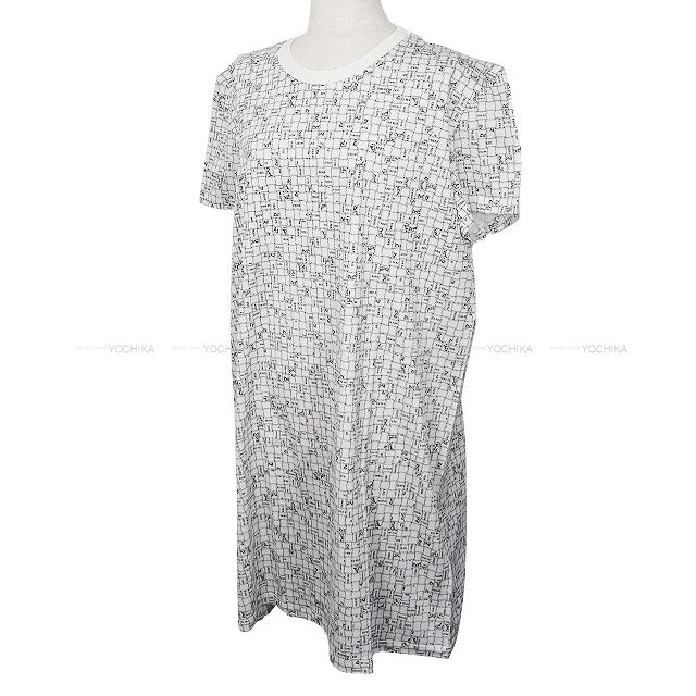 HERMES One‐piece dress Short sleeve t shirt Bolduc  Blanc (White)/Noir (Black) Cotton #44[BRAND NEW][Authentic]