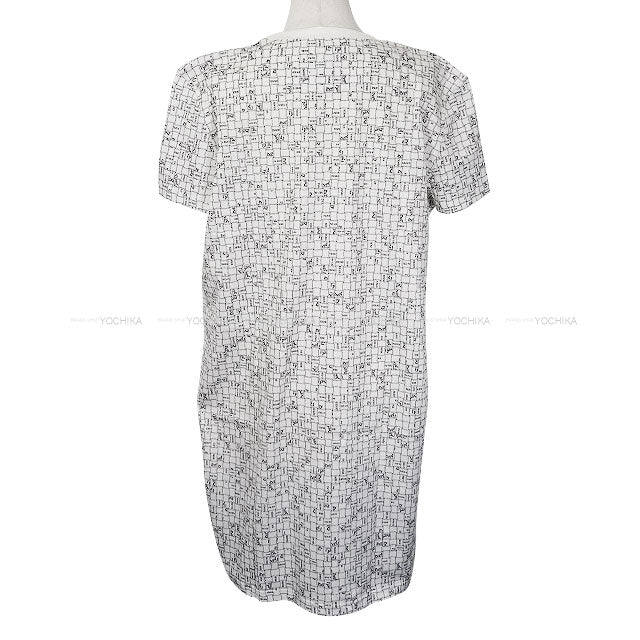 HERMES One‐piece dress Short sleeve t shirt Bolduc  Blanc (White)/Noir (Black) Cotton #44[BRAND NEW][Authentic]