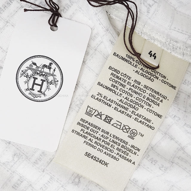 HERMES One‐piece dress Short sleeve t shirt Bolduc  Blanc (White)/Noir (Black) Cotton #44[BRAND NEW][Authentic]