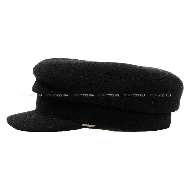 HERMES Casquette Hat Serie Button #59 Noir (Black) Wool/Cashmere[BRAND NEW][Authentic]
