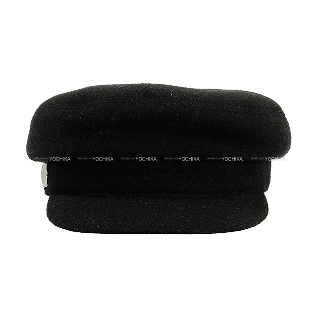 HERMES Casquette Hat Serie Button #59 Noir (Black) Wool/Cashmere[BRAND NEW][Authentic]