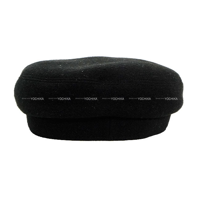 HERMES Casquette Hat Serie Button #59 Noir (Black) Wool/Cashmere[BRAND NEW][Authentic]