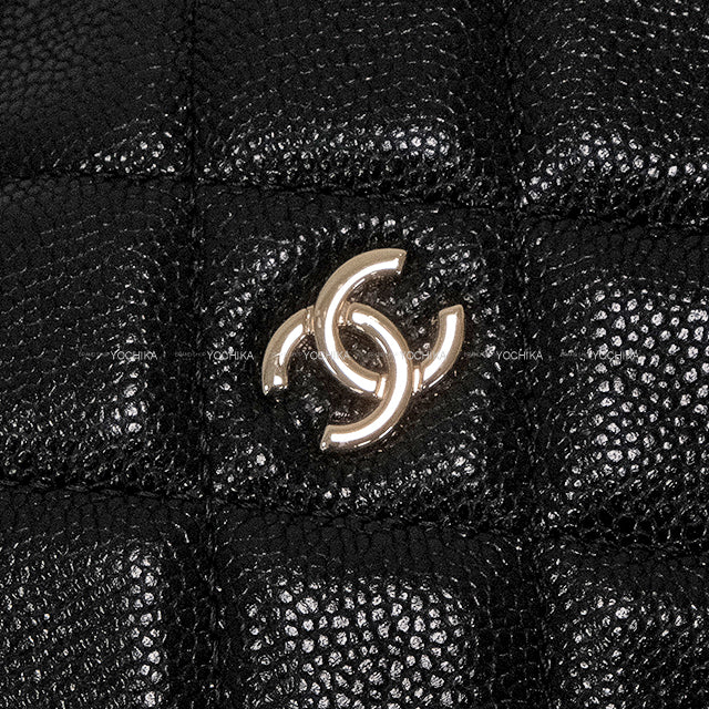 [Pre-loved] CHANEL Shoulder bag Hobo Matelasse Coco Mark Noir (Black) Graind Calf(Caviarskin) Champagne Gold HW AP4386[LIKE NEW][Authentic]