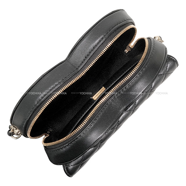 [Pre-loved] CHANEL Shoulder bag Heart Shape Matelasse COCO Mark Large Noir (Black) Lambskin Champagne Gold HW AS3191[LIKE NEW][Authentic]