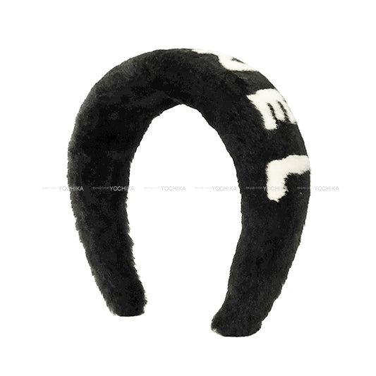 CHANEL hair accessories Hairband Headband Big Coco Mark Two-Tone Noir (Black)/Blanc (White) Shearing[EXCELLENT][Authentic]