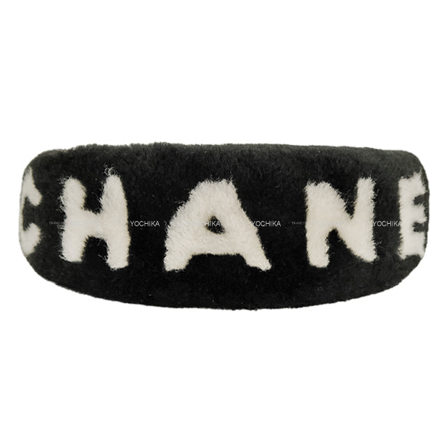CHANEL hair accessories Hairband Headband Big Coco Mark Two-Tone Noir (Black)/Blanc (White) Shearing[EXCELLENT][Authentic]