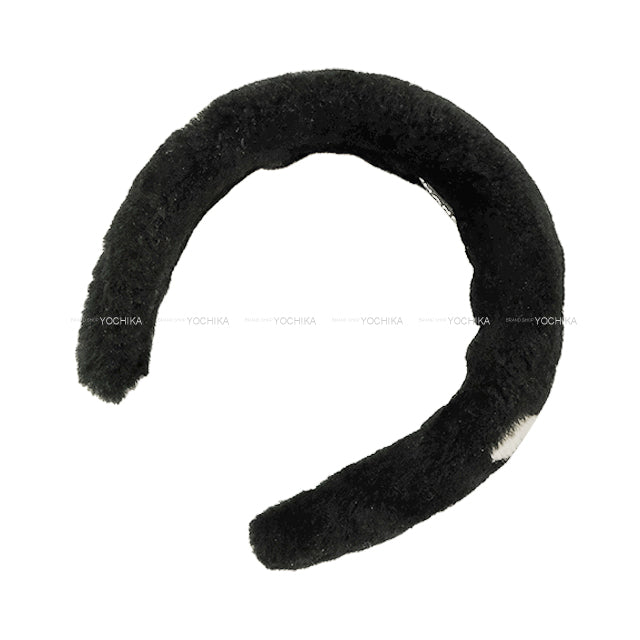 CHANEL hair accessories Hairband Headband Big Coco Mark Two-Tone Noir (Black)/Blanc (White) Shearing[EXCELLENT][Authentic]