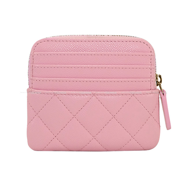 CHANEL change purse Zip Coin Purse Matelassé Strass COCO Mark Pink Graind Calf(Caviarskin) Champagne Gold HW AP4907[BRAND NEW][Authentic]