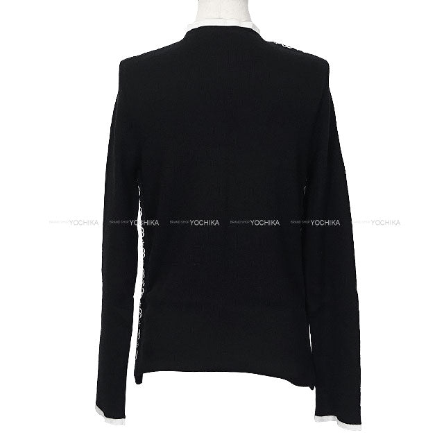 CHANEL Knit Long-Sleeve Knit Side Two-Tone Snowflake Coco Mark Noir (Black)/Blanc (White) Cashmere #44 P62228[EXCELLENT][Authentic]