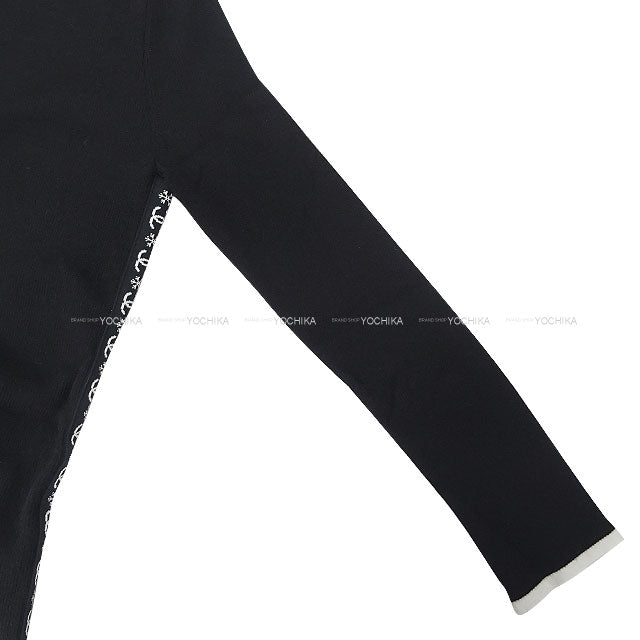 CHANEL Knit Long-Sleeve Knit Side Two-Tone Snowflake Coco Mark Noir (Black)/Blanc (White) Cashmere #44 P62228[EXCELLENT][Authentic]