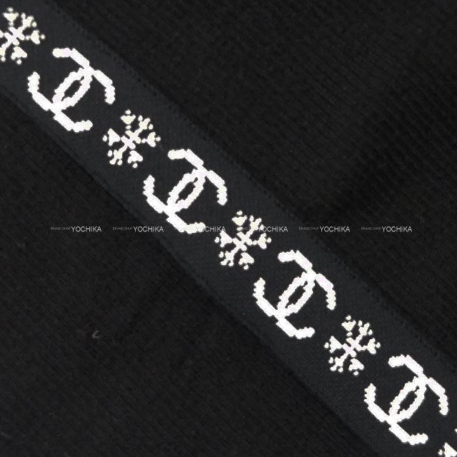 CHANEL Knit Long-Sleeve Knit Side Two-Tone Snowflake Coco Mark Noir (Black)/Blanc (White) Cashmere #44 P62228[EXCELLENT][Authentic]
