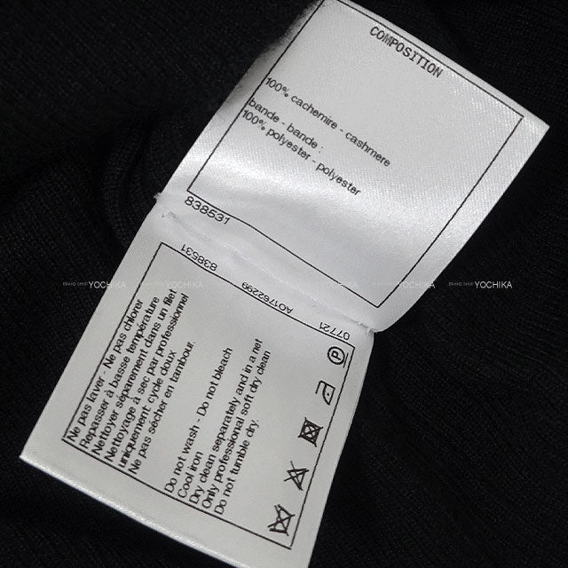 CHANEL Knit Long-Sleeve Knit Side Two-Tone Snowflake Coco Mark Noir (Black)/Blanc (White) Cashmere #44 P62228[EXCELLENT][Authentic]
