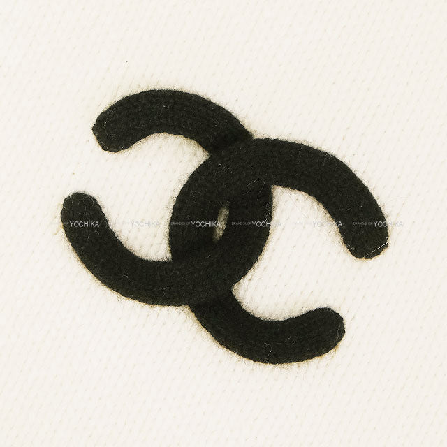 2025 A/W CHANEL muffler Knit Coco Mark Chain Motif Two-Tone Blanc (White)/Noir (Black) Cashmere AAB111[BRAND NEW][Authentic]
