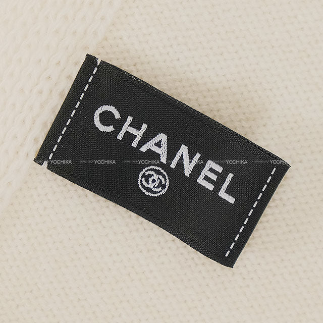 CHANEL Stall Large Knit Simple Big COCO Mark lame Blanc (White) Cashmere/Silk[EXCELLENT][Authentic]