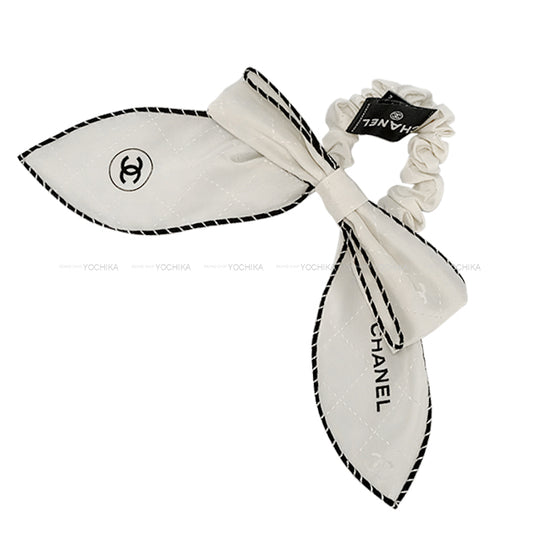 CHANEL hair accessories Hair Tie Scrunchie COCO mark Piping Quilted Blanc (White)/Noir (Black) Silk P5G5T6GG[EXCELLENT][Authentic]