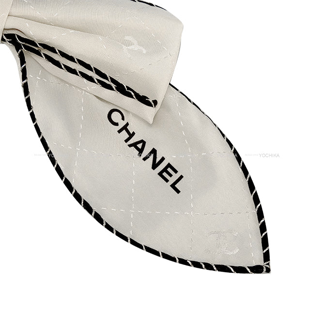 CHANEL hair accessories Hair Tie Scrunchie COCO mark Piping Quilted Blanc (White)/Noir (Black) Silk P5G5T6GG[EXCELLENT][Authentic]