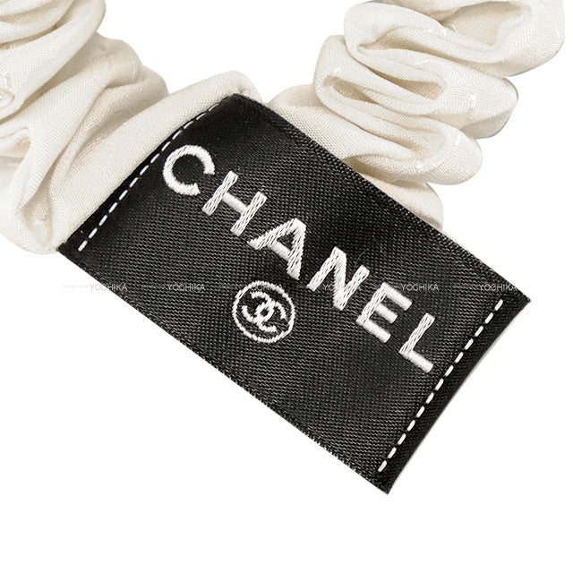 CHANEL hair accessories Hair Tie Scrunchie COCO mark Piping Quilted Blanc (White)/Noir (Black) Silk P5G5T6GG[EXCELLENT][Authentic]