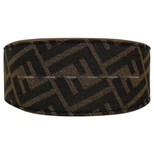 FENDI hair accessories FF Jacquard Fabric Headband Brown Cow Leather/Cotton FXQ915ALSFFQQE1[EXCELLENT][Authentic]