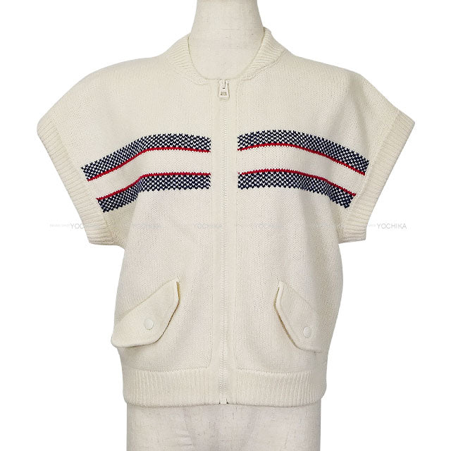 2023AW Dior Vests Knit Sleeveless With zipper Alps Blanc (White) Wool/Cashmere #40 414G19AM124[EXCELLENT][Authentic]