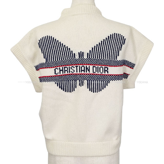 2023AW Dior Vests Knit Sleeveless With zipper Alps Blanc (White) Wool/Cashmere #40 414G19AM124[EXCELLENT][Authentic]