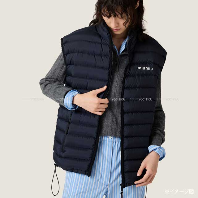 Miu Miu Down vest light ponzi Navy goose down putting 44 ML1345[BRAND NEW][Authentic]