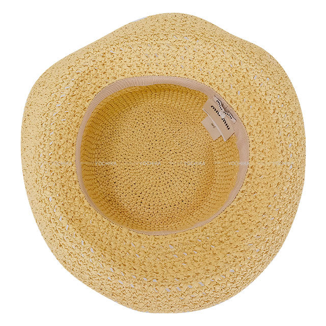 2025 SS Miu Miu hat Logo raffia #L Naturel Raffia 5HC288[EXCELLENT][Authentic]