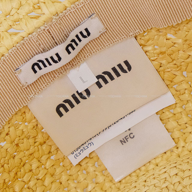 2025 SS Miu Miu hat Logo raffia #L Naturel Raffia 5HC288[EXCELLENT][Authentic]