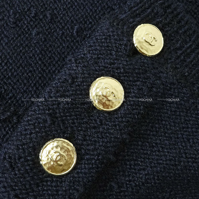 2024AW CHANEL Pants Bermuda Simple Coco Button Knit Navy blue Wool #40 Champagne Gold HW P78444[BRAND NEW][Authentic]