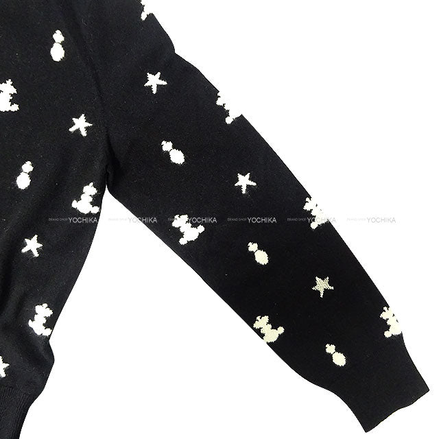 [Pre-loved] 2021AW HERMES Cardigan Knit POSTE ET CAVALERIE Patterned All Over Noir (Black) Cashmere #46[LIKE NEW][Authentic]
