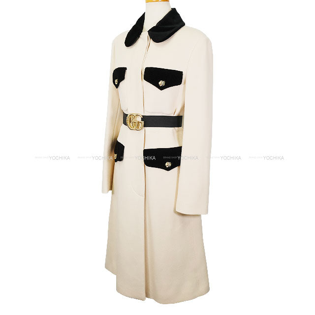 GUCCI Stainless collar coat With Belt Pink beige/Black Wool/Polyurethane/Reyon #44 577443[EXCELLENT][Authentic]