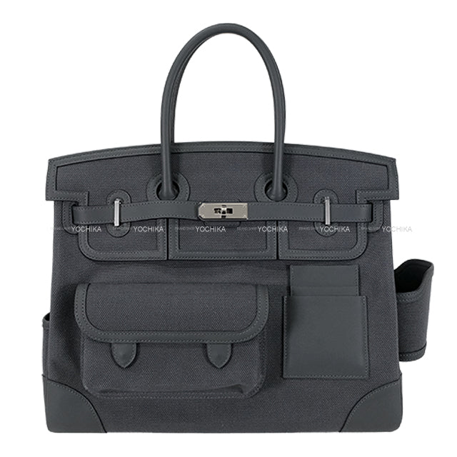 HERMES Handbag Birkin35 Cargo Pockets Gris Misty Toile H/Veau Swift Silver HW Stamp K[BRAND NEW][Authentic]