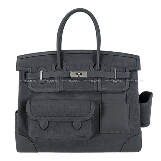HERMES Handbag Birkin35 Cargo Pockets Gris Misty Toile H/Veau Swift Silver HW Stamp K[BRAND NEW][Authentic]