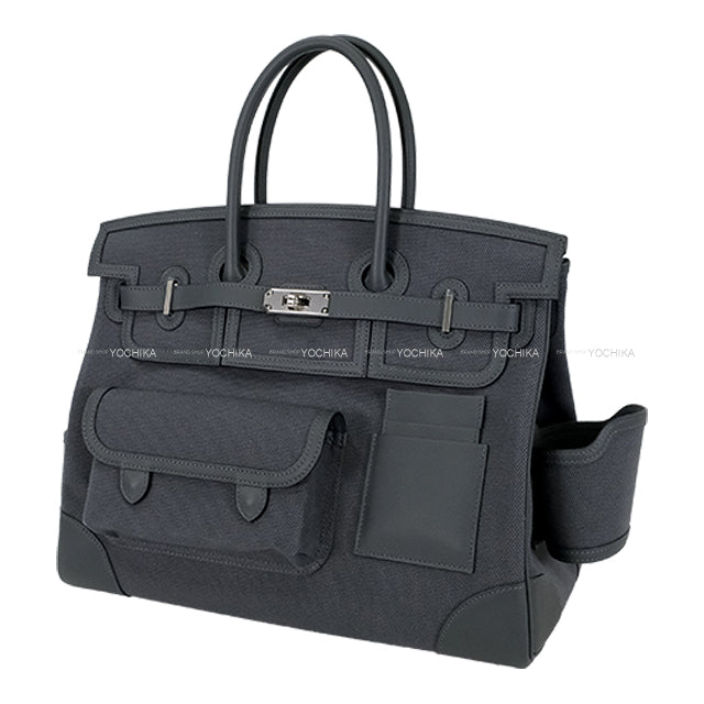 HERMES Handbag Birkin35 Cargo Pockets Gris Misty Toile H/Veau Swift Silver HW Stamp K[BRAND NEW][Authentic]