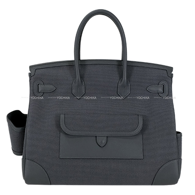 HERMES Handbag Birkin35 Cargo Pockets Gris Misty Toile H/Veau Swift Silver HW Stamp K[BRAND NEW][Authentic]