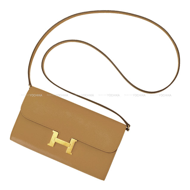 HERMES long wallet Constance Long wallet To Go Chai Veau Epsom Gold HW Stamp K[BRAND NEW][Authentic]